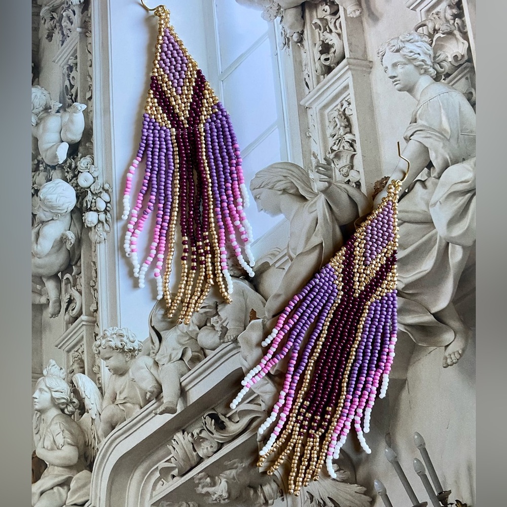 Lira Seed Bead Earrings - Picture 2 of 8